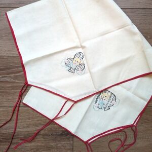 Vtg Embroidered Card Table Cover‎ Cloth w/ Ties - Poker Bridge Game Night Suits